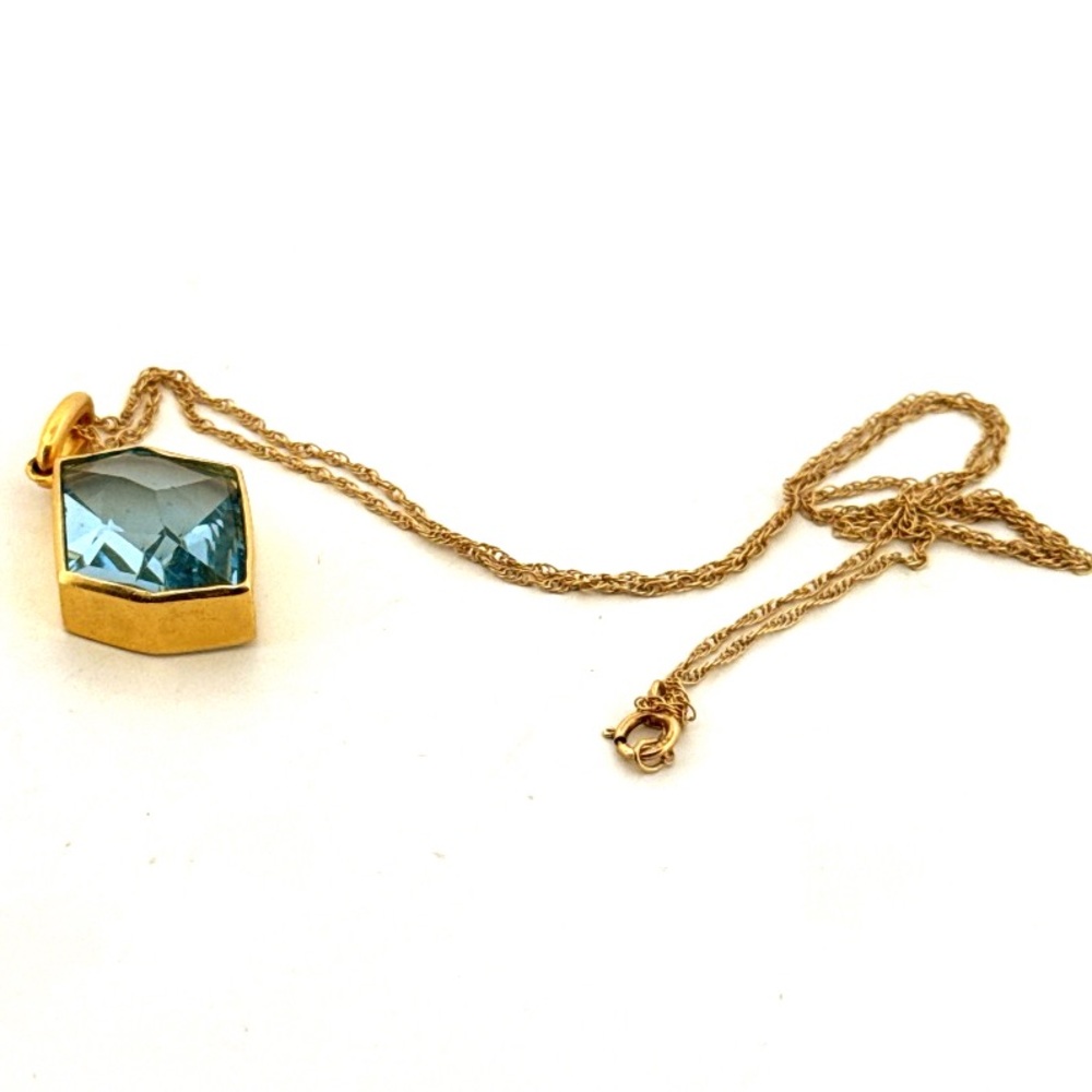 SAL SWAROVSKI 925 Sterling silver gold plated blue crystal necklace